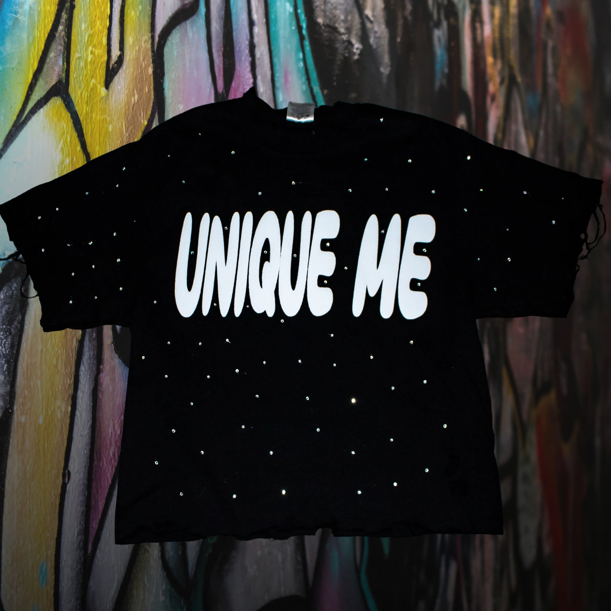Rhinestone Distress Crop Tee