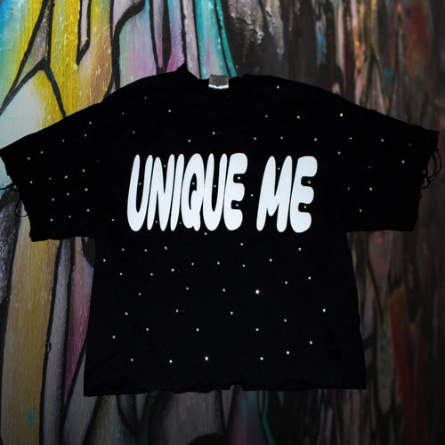 Rhinestone Distress Crop Tee